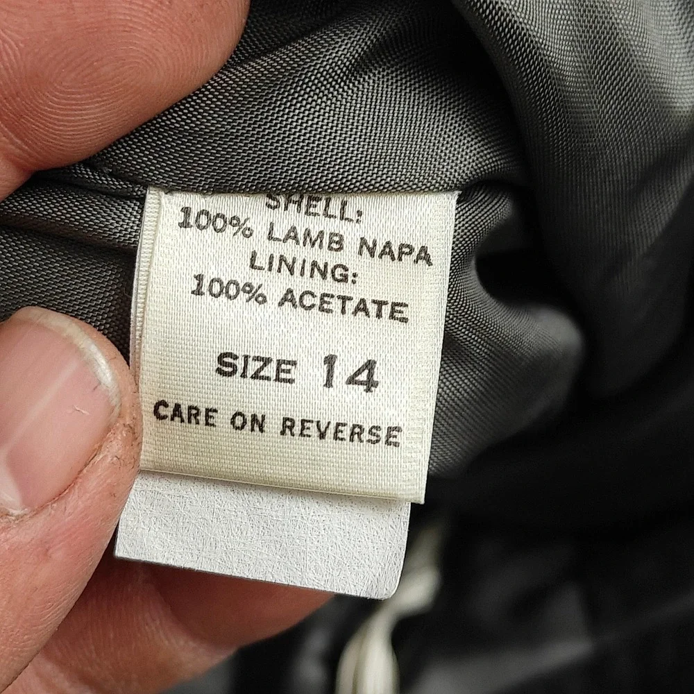 VTG West Bay Women Sz 14 Charcoal Gray Lamb Napa Leather‎ Pleated Trousers Pants